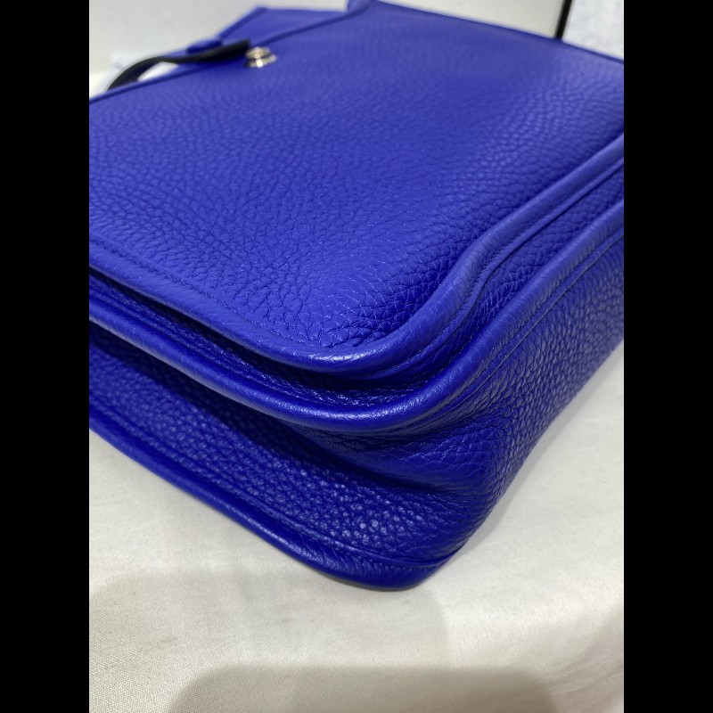 Hermes 伊芙琳 Evelyne 29 單肩包斜挎包 藍色銀扣-10