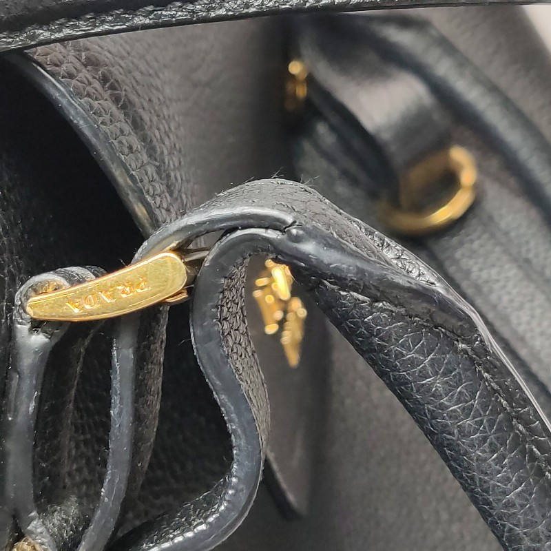 Prada 牛皮黑色手提包肩背包-7