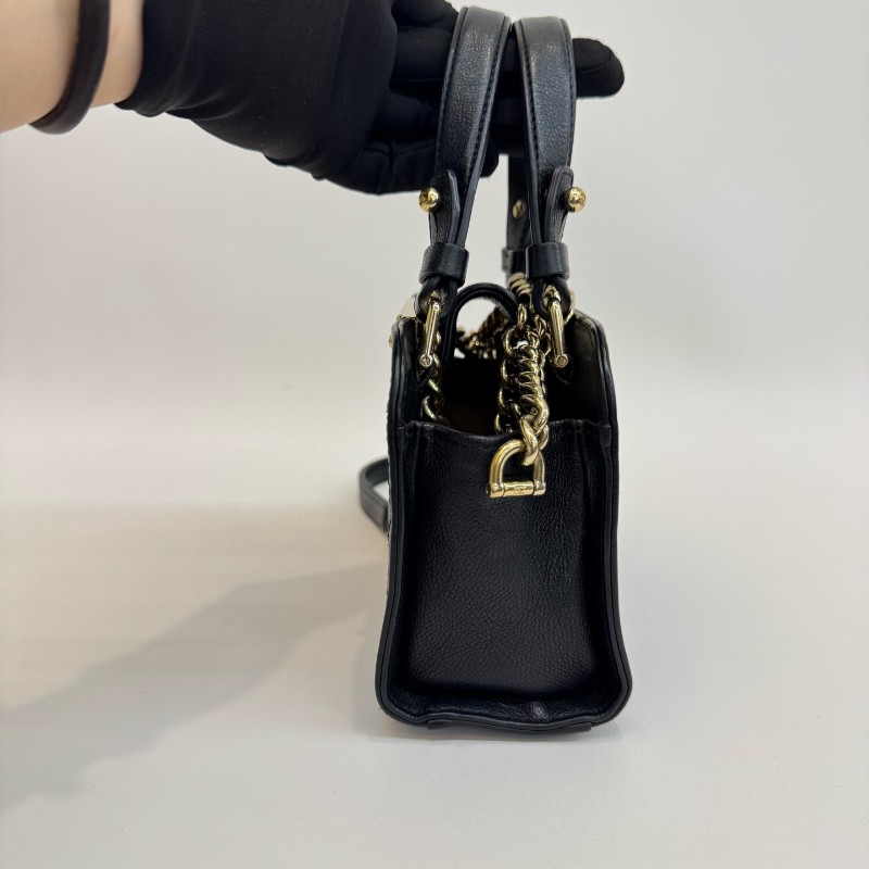 Chanel 黑金荔枝牛皮菱格紋手提包肩背包-4