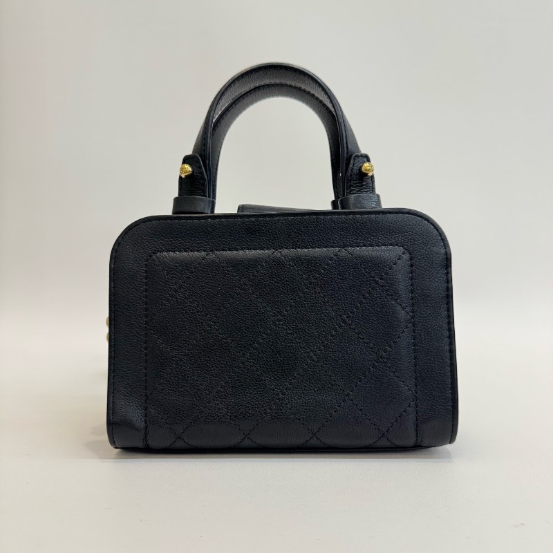 Chanel 黑金荔枝牛皮菱格紋手提包肩背包-7