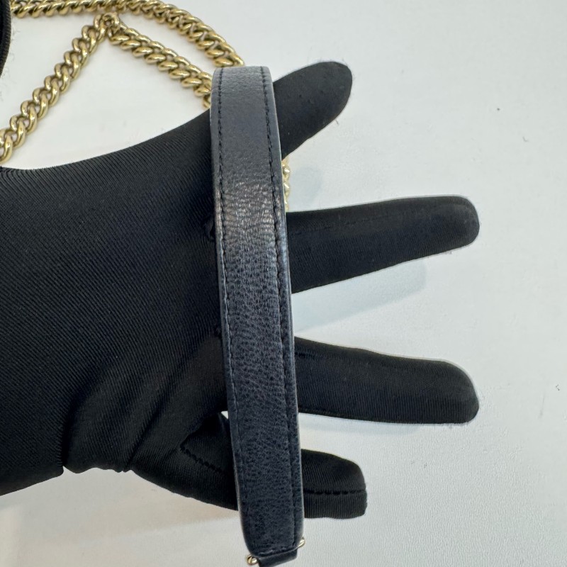 Chanel 黑金荔枝牛皮菱格紋手提包肩背包-8