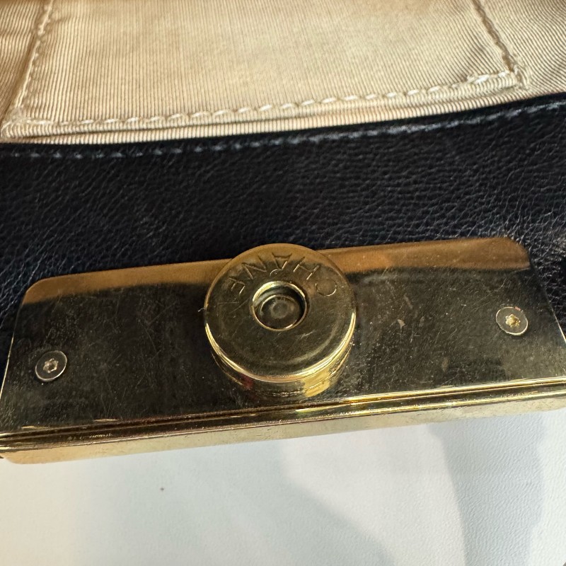 Chanel 黑金荔枝牛皮菱格紋手提包肩背包-16