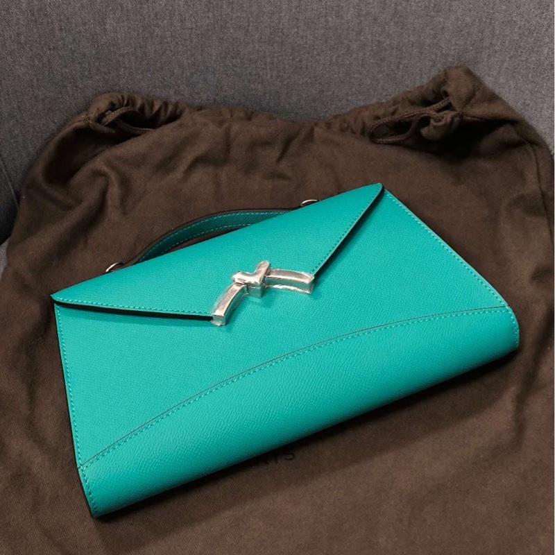 Moynat Gabrielle Clutch側背包/手拿包 湖水藍綠-3