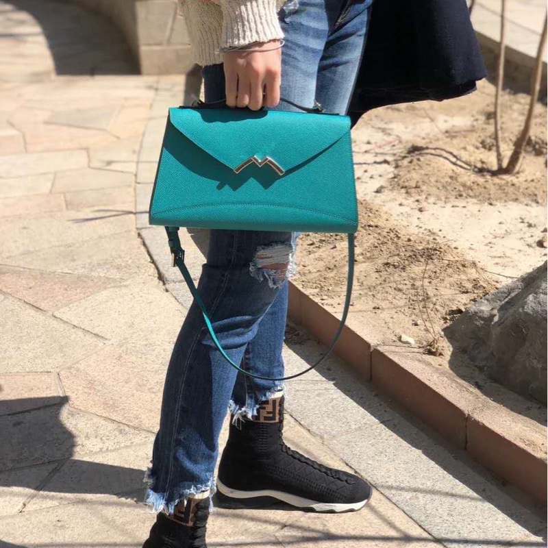 Moynat Gabrielle Clutch側背包/手拿包 湖水藍綠-8