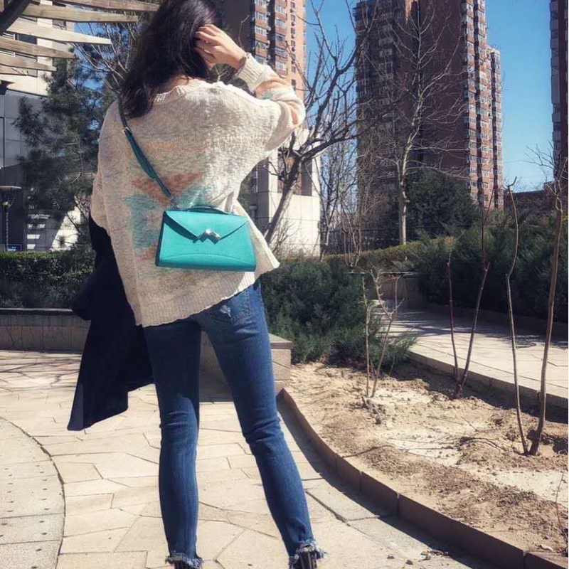 Moynat Gabrielle Clutch側背包/手拿包 湖水藍綠-9