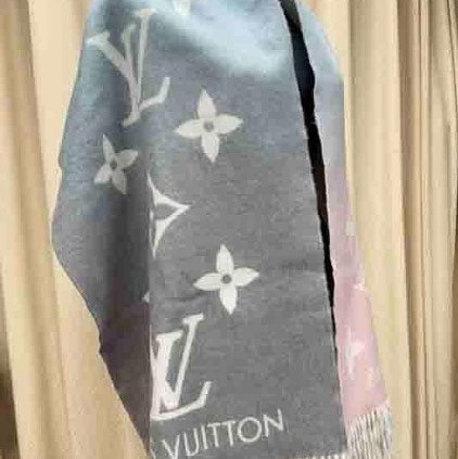 LV超級美的雙面漸層百分百cashmere圍巾/披肩