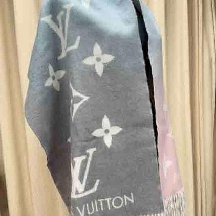 LV超級美的雙面漸層百分百cashmere圍巾/披肩-0