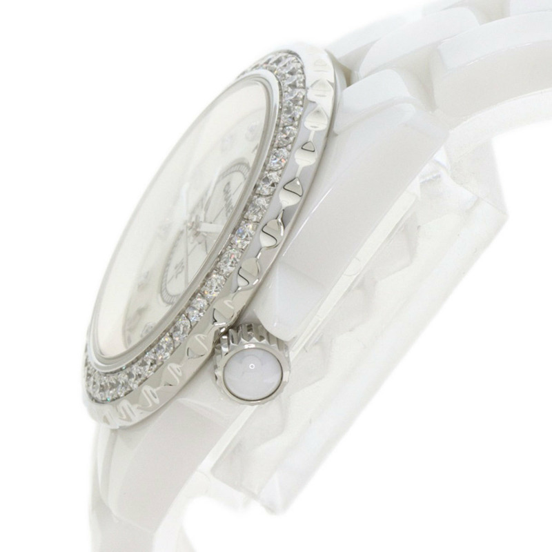 香奈兒 H2572 J12 29毫米 8 鑽石錶圈 陶瓷/陶瓷 女士腕錶-4