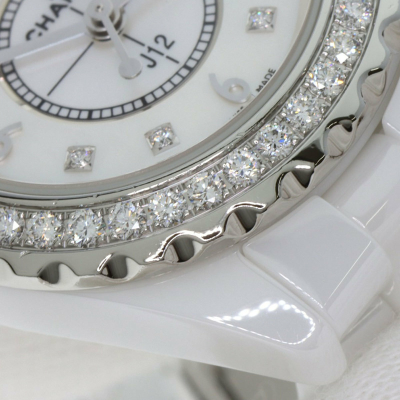 香奈兒 H2572 J12 29毫米 8 鑽石錶圈 陶瓷/陶瓷 女士腕錶-11