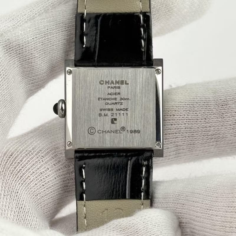 【LA LUNE】稀有中古Chanel Mademoiselle黑色石英古董錶 皮革帶 二手錶 女裝-2