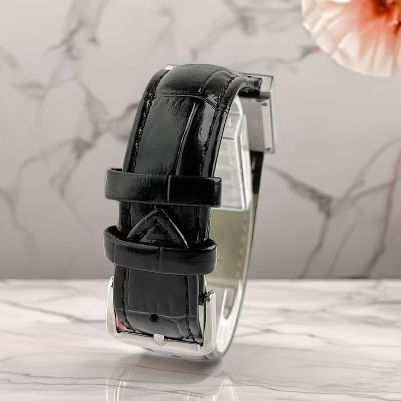 【LA LUNE】稀有中古Chanel Mademoiselle黑色石英古董錶 皮革帶 二手錶 女裝-4