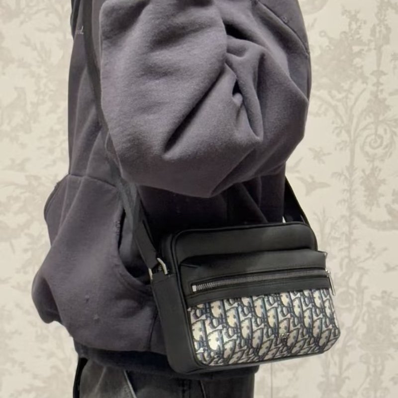 DIOR - Dior  Oblique Rider 2.0 米色緹花拉鍊郵差包-3