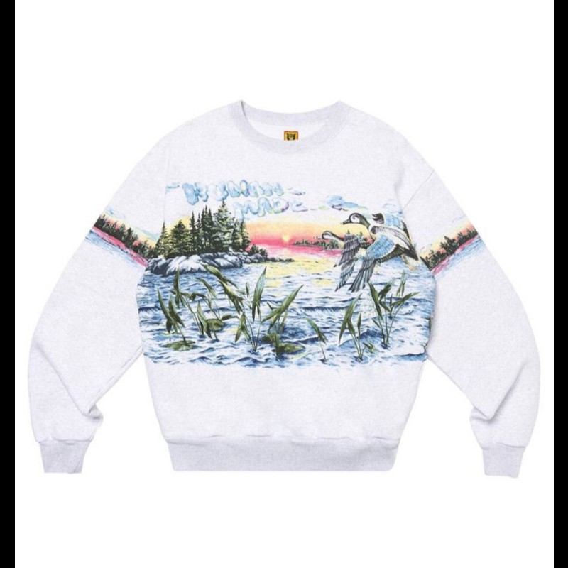 human made hunting sweatshirt Grey  鴨子 灰  厚大學T-0