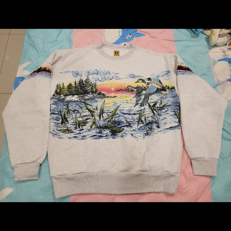 human made hunting sweatshirt Grey  鴨子 灰  厚大學T-6