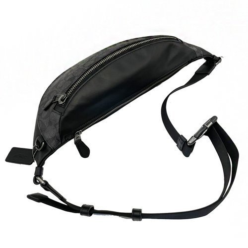 [全新] COACH 新款C LOGO肩/斜背男款兩用腰包(黑灰)-3