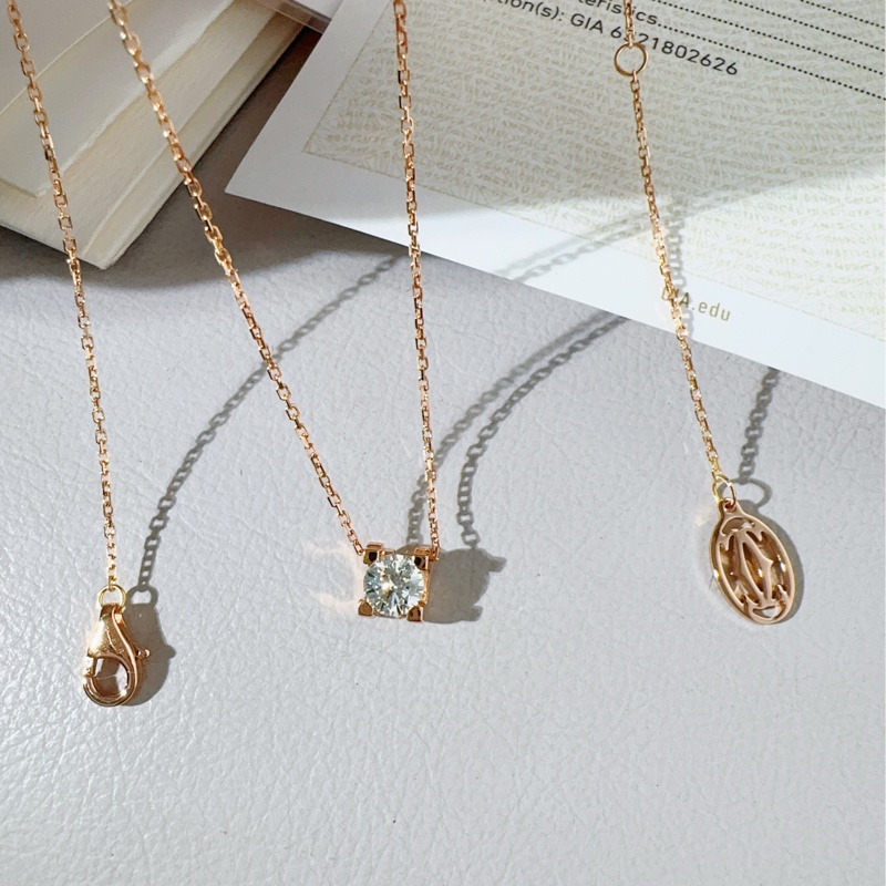 Cartier卡地亚 C DE CARTIER 玫瑰金单钻牛头石项链-4