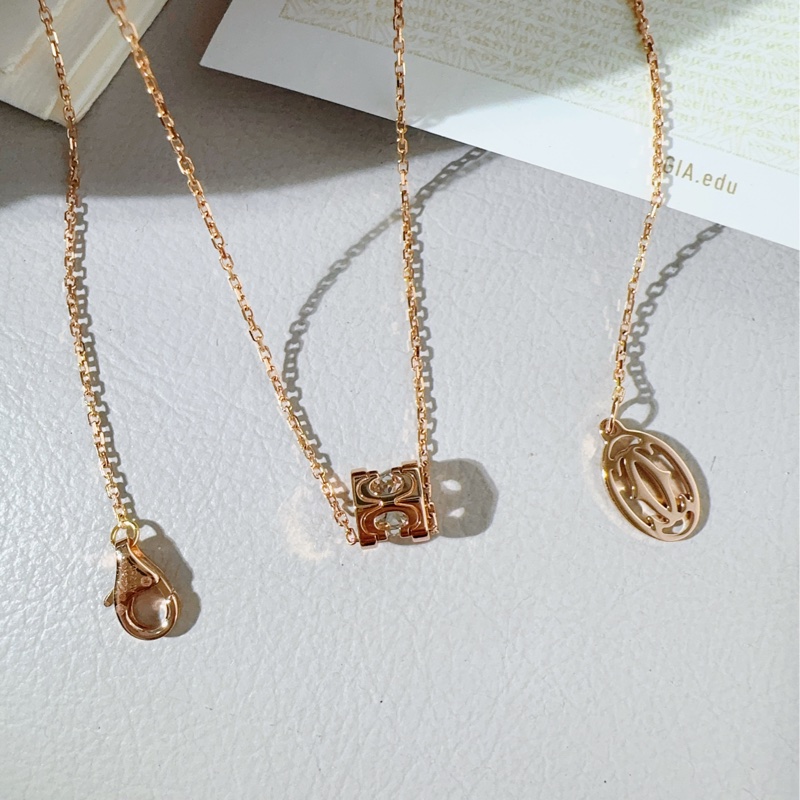 Cartier卡地亚 C DE CARTIER 玫瑰金单钻牛头石项链-5