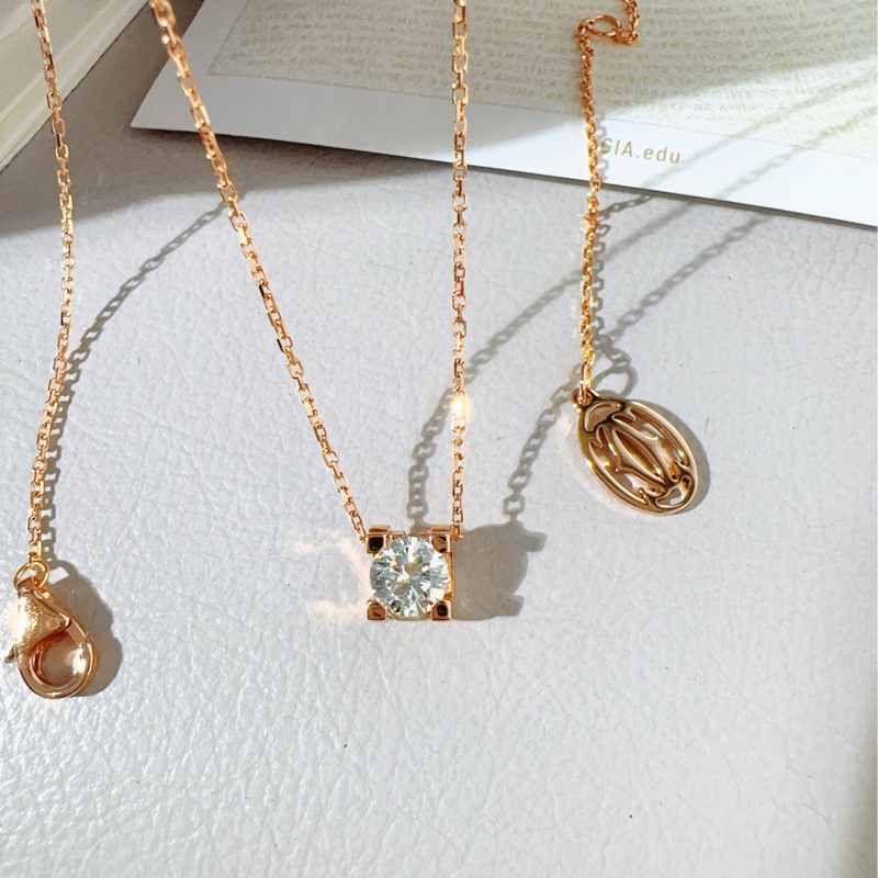 Cartier卡地亚 C DE CARTIER 玫瑰金单钻牛头石项链-6