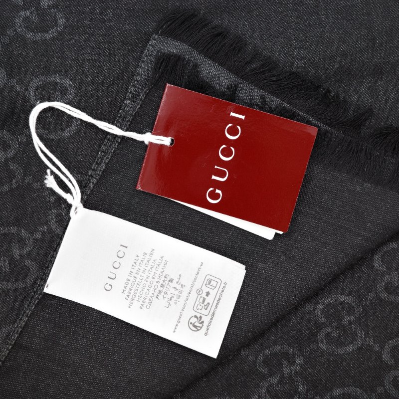 超級新【CP 精選🌟錯過拍大腿】Gucci 古馳 雙G緹花 黑灰 羊毛絲綢 披肩圍巾 大絲巾 聖誕好禮🎁-4