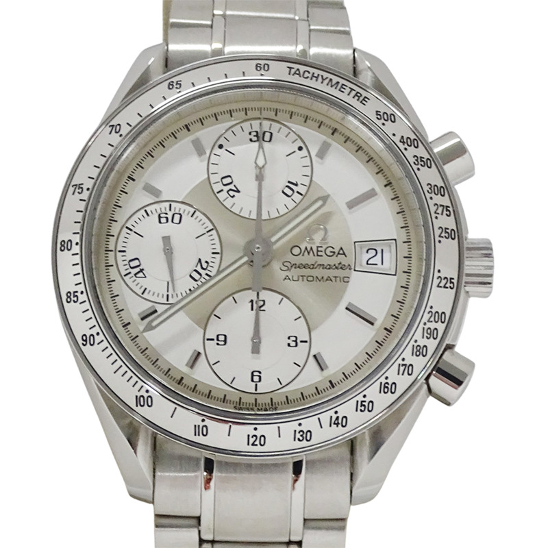 歐米茄超霸系列3513.30男士腕錶，日期顯示，計時功能，自動上鍊，不鏽鋼錶殼，銀色，拋光處理-1