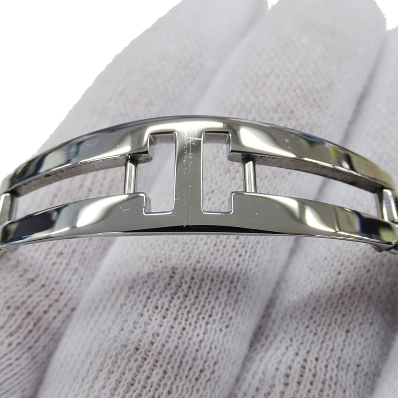 香奈兒女士絎縫石英腕錶，QZ系列不鏽鋼錶殼，銀/黑色方形錶盤，拋光處理，H0009-4