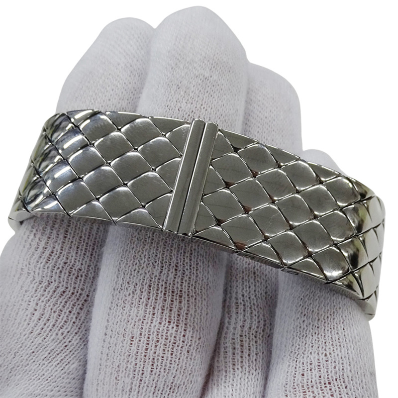 香奈兒女士絎縫石英腕錶，QZ系列不鏽鋼錶殼，銀/黑色方形錶盤，拋光處理，H0009-5