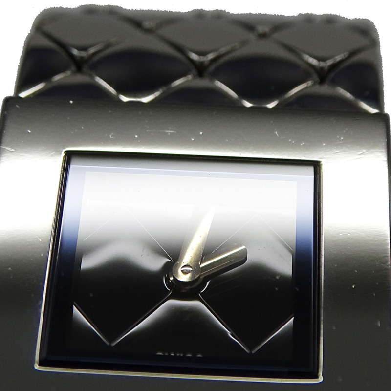 香奈兒女士絎縫石英腕錶，QZ系列不鏽鋼錶殼，銀/黑色方形錶盤，拋光處理，H0009-10