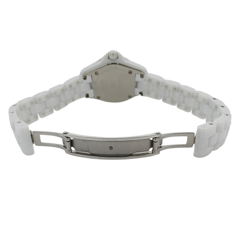 香奈兒女士 J12 8P 鑽石貝殼石英腕錶，不鏽鋼錶殼搭配白色陶瓷機芯 (H2570)，拋光款-3