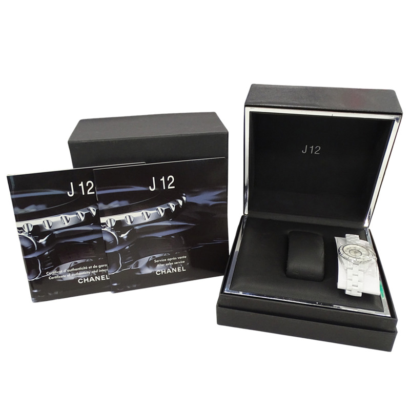 香奈兒女士 J12 8P 鑽石貝殼石英腕錶，不鏽鋼錶殼搭配白色陶瓷機芯 (H2570)，拋光款-7