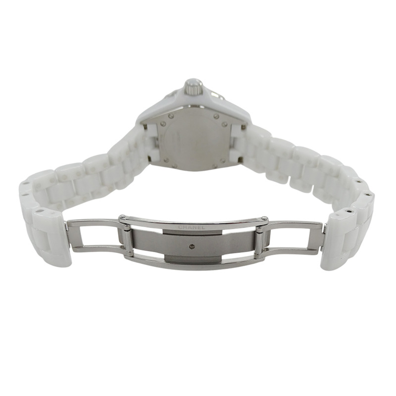 香奈兒女士腕錶，J12 日期顯示，限量發行 1200 枚，石英機芯，白色陶瓷錶殼，不銹鋼錶殼，型號 H4467，粉紅色錶盤，拋光處理-3