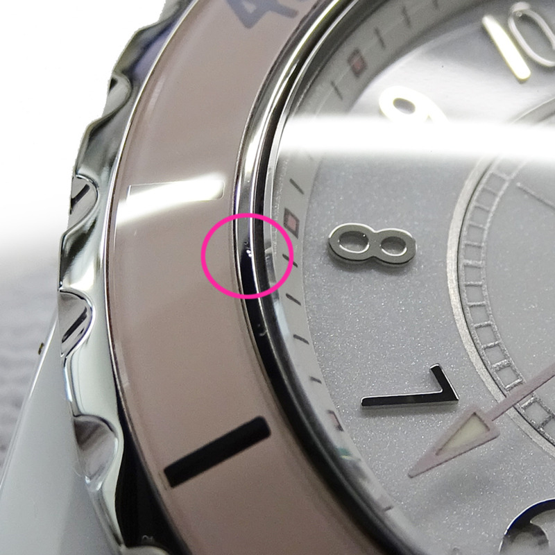 香奈兒女士腕錶，J12 日期顯示，限量發行 1200 枚，石英機芯，白色陶瓷錶殼，不銹鋼錶殼，型號 H4467，粉紅色錶盤，拋光處理-10