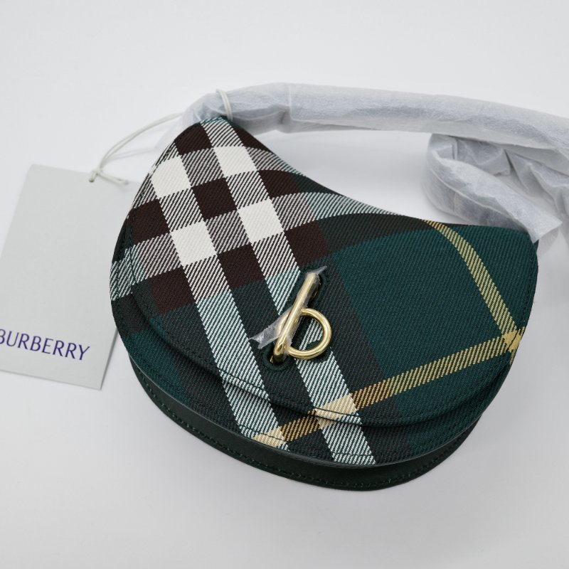 Burberry 巴寶莉 Mini Rocking Horse 綠色格紋 聚酯纖維 棉 馬鞍包 斜背包 肩背包-1