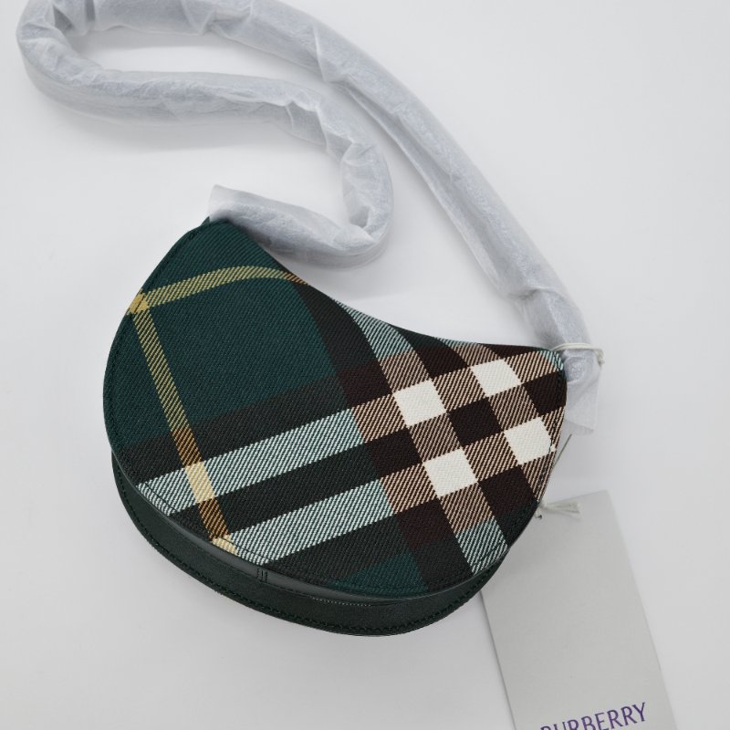 Burberry 巴寶莉 Mini Rocking Horse 綠色格紋 聚酯纖維 棉 馬鞍包 斜背包 肩背包-2