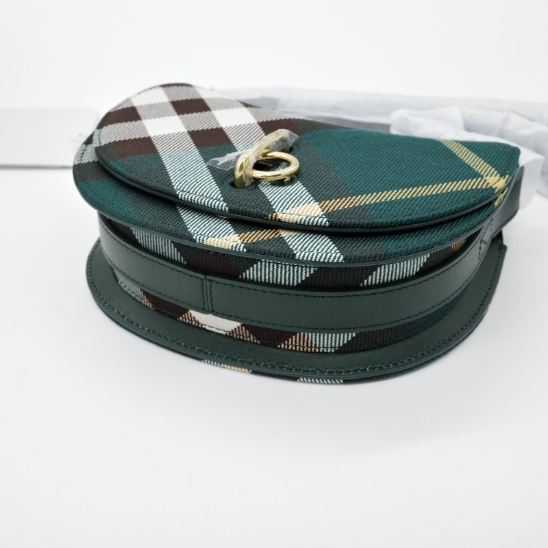 Burberry 巴寶莉 Mini Rocking Horse 綠色格紋 聚酯纖維 棉 馬鞍包 斜背包 肩背包-3