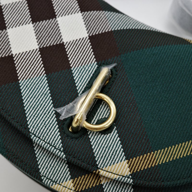 Burberry 巴寶莉 Mini Rocking Horse 綠色格紋 聚酯纖維 棉 馬鞍包 斜背包 肩背包-5