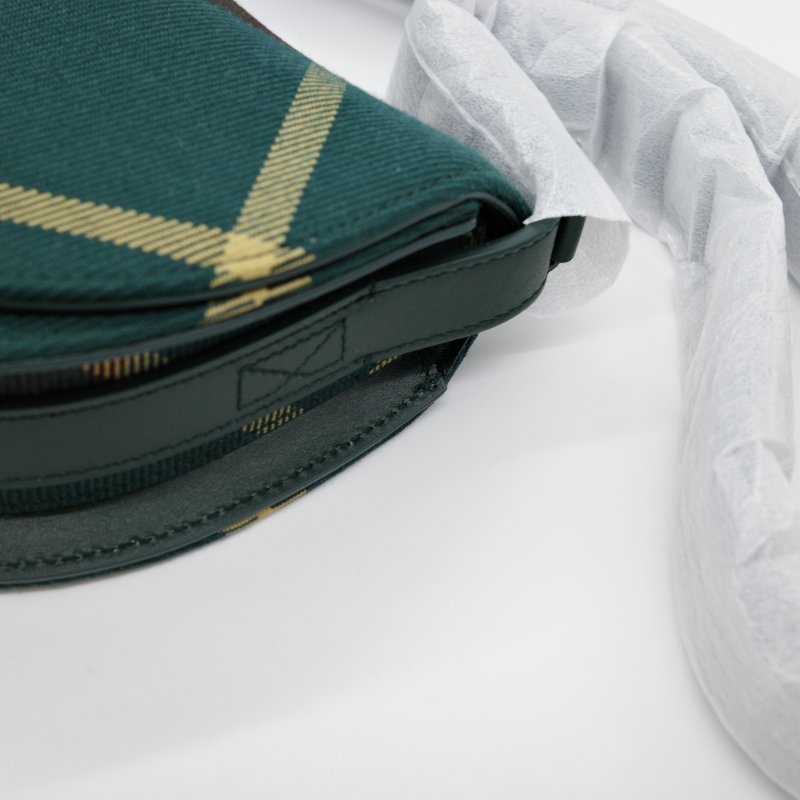 Burberry 巴寶莉 Mini Rocking Horse 綠色格紋 聚酯纖維 棉 馬鞍包 斜背包 肩背包-7