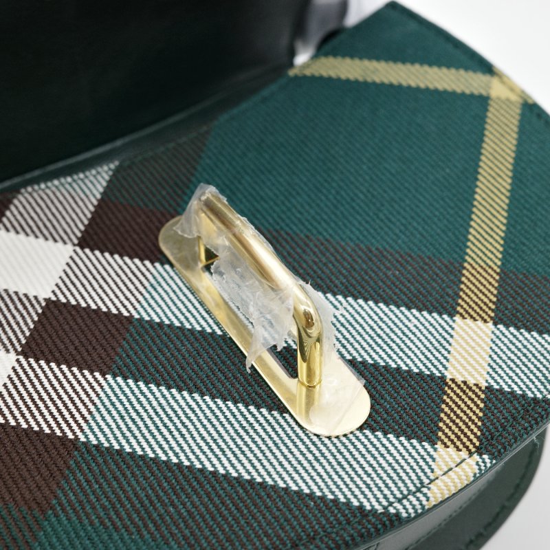 Burberry 巴寶莉 Mini Rocking Horse 綠色格紋 聚酯纖維 棉 馬鞍包 斜背包 肩背包-9
