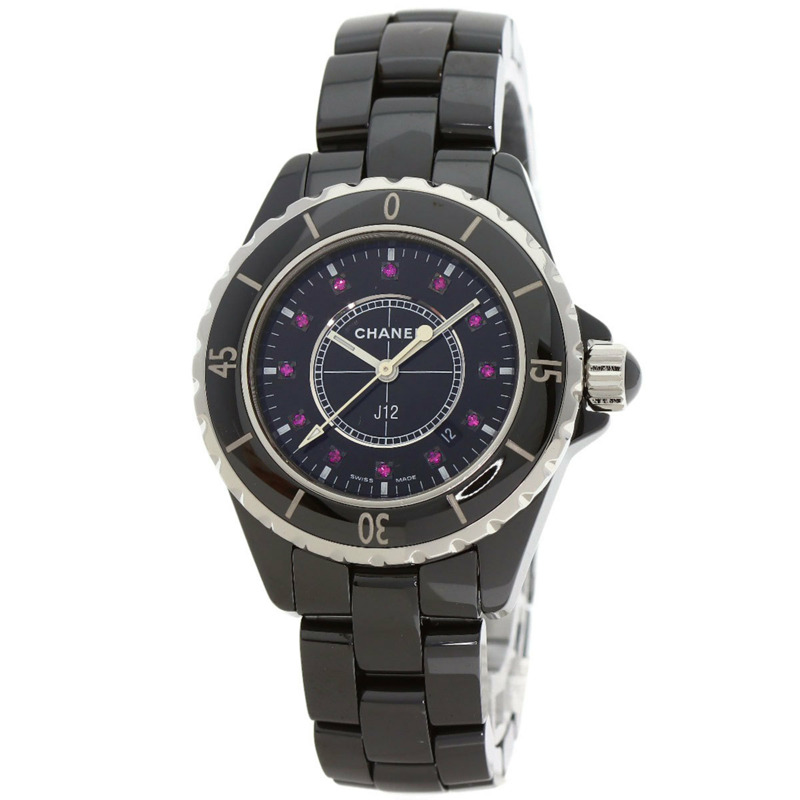 香奈兒 H1634 J12 33毫米 12P 紅寶石陶瓷女錶-0