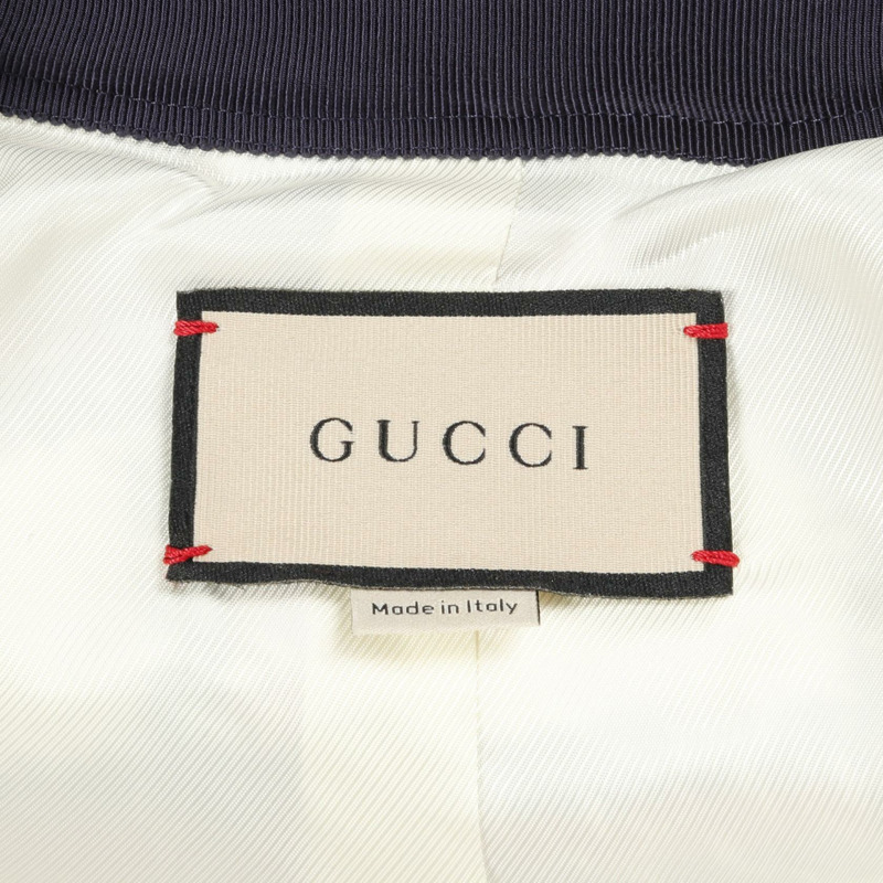 GUCCI GG紐扣斜紋軟呢外套，無色，醋酸纖維/腈綸混紡，白色、海軍藍、紅色，二手女款-2