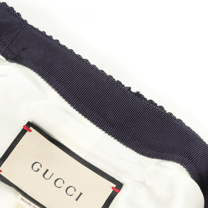 GUCCI GG紐扣斜紋軟呢外套，無色，醋酸纖維/腈綸混紡，白色、海軍藍、紅色，二手女款-5
