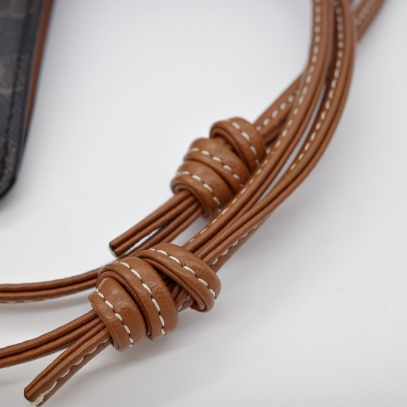 Celine 思琳 Triomphe 經典凱旋門印花 咖啡色  帆布 拼接小羊皮 斜背翻蓋 斜掛包 肩背包 小包手機包-5