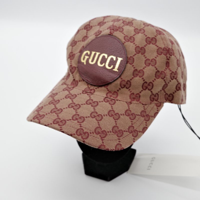 Gucci 古馳  GG Canvas 勃根地 酒紅色 帆布 皮革材質 棒球帽-1