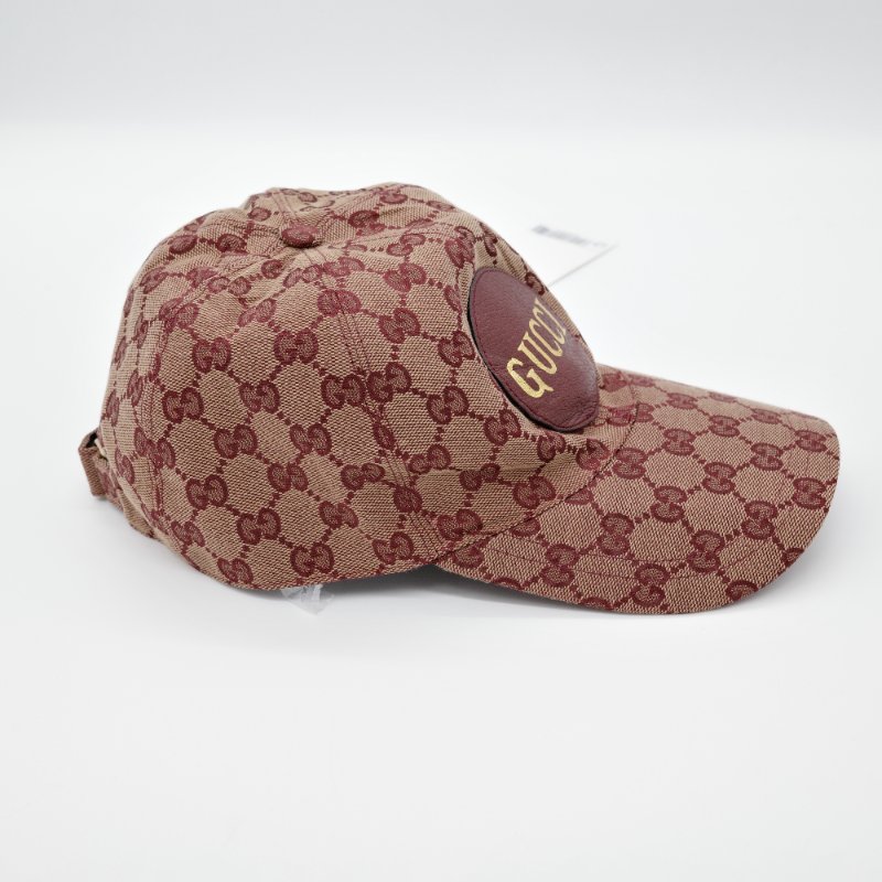 Gucci 古馳  GG Canvas 勃根地 酒紅色 帆布 皮革材質 棒球帽-4