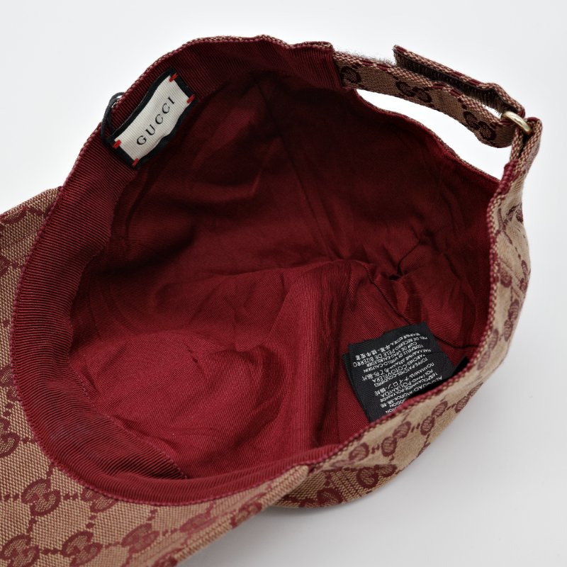 Gucci 古馳  GG Canvas 勃根地 酒紅色 帆布 皮革材質 棒球帽-6
