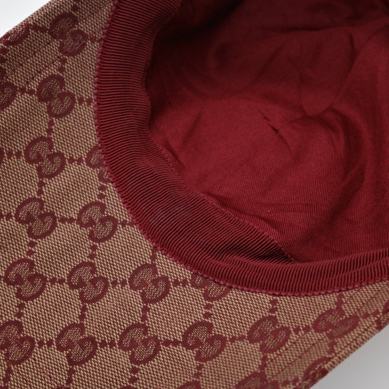 Gucci 古馳  GG Canvas 勃根地 酒紅色 帆布 皮革材質 棒球帽-7