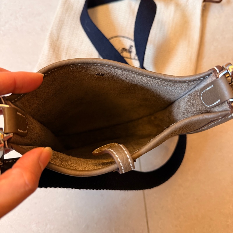 98成新愛馬仕Hermes mini Evelyn bag 大象灰 B刻-5
