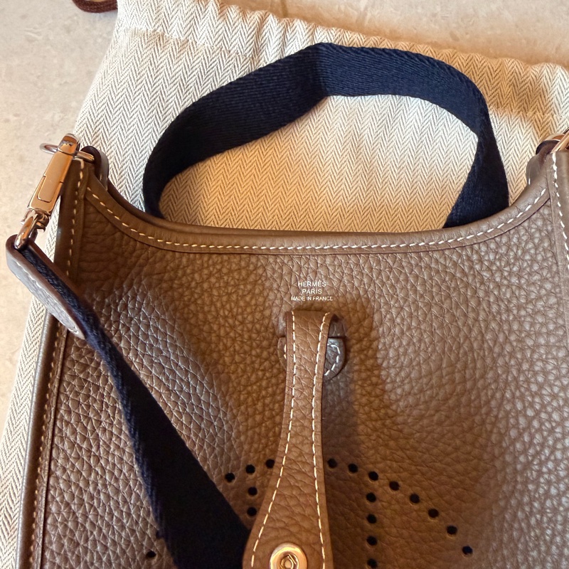 98成新愛馬仕Hermes mini Evelyn bag 大象灰 B刻-6