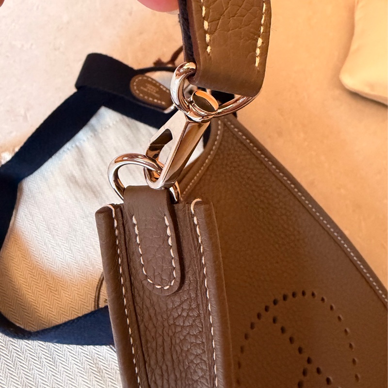 98成新愛馬仕Hermes mini Evelyn bag 大象灰 B刻-8