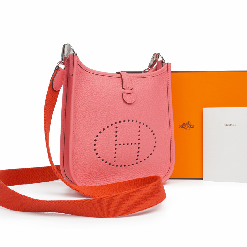 HERMES Evelyne Mini TPM 玫瑰杜鵑銀色 Clémence 全套禮品-1