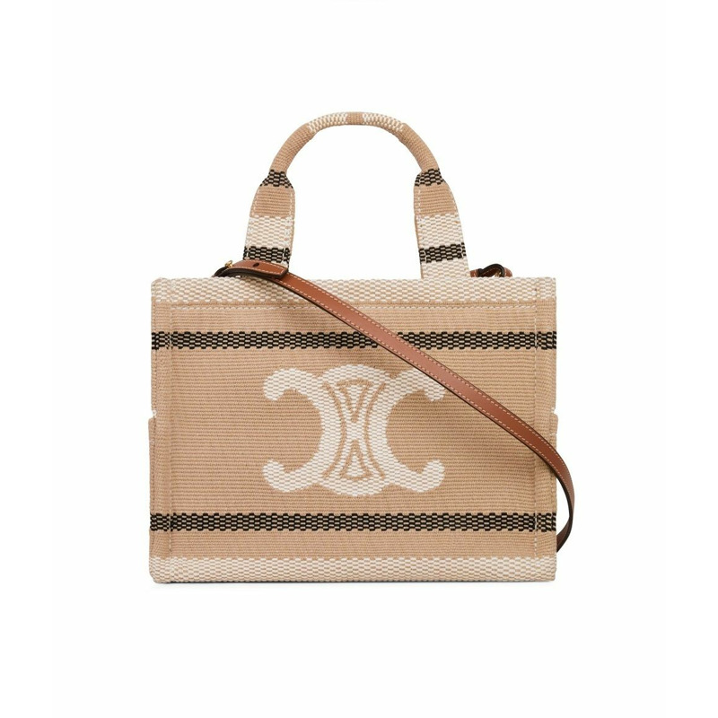 CELINE 小號 Cabas 領帶條紋紡織品 Triumph 199162FV2-2